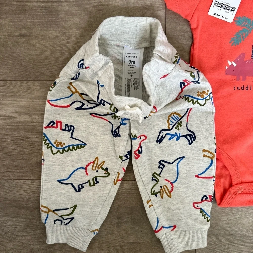 New Carter's Baby Boy's Retro Dinosaur / Modern 4 Piece Cotton outfit sets